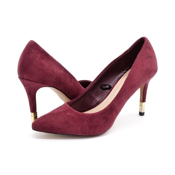 Aldo Shoes - Aldo Womens 6 Heels Red Faux Suede Almond Toe Stiletto Dress Pumps